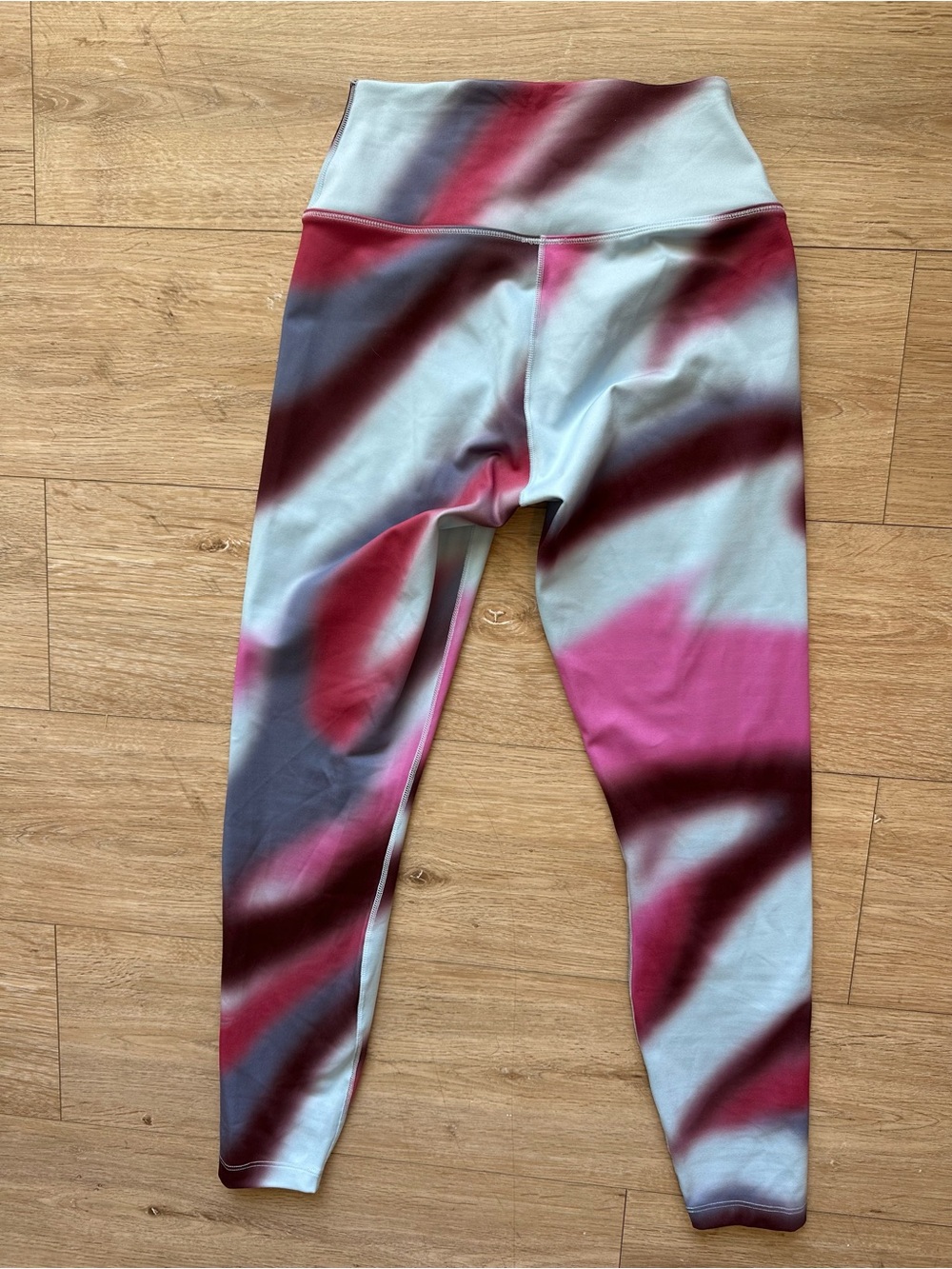 Nike Dri-FIT Abstract Print Leggings - Pink, Light Blue & Burgundy - Picture 3 of 5